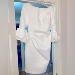 Jovani 39738 size 6 quarter length puff detailed dress in ivory.